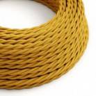 Twisted Electric Cable covered by Rayon solid colour fabric TM25 Mustard