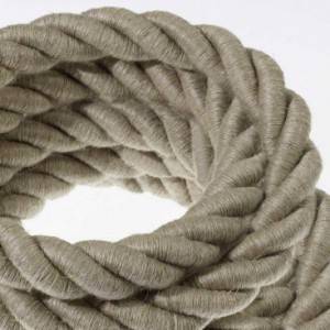 2XL electrical cord, electrical cable 3x0,75. Natural linen fabric covering. Diameter 24mm.