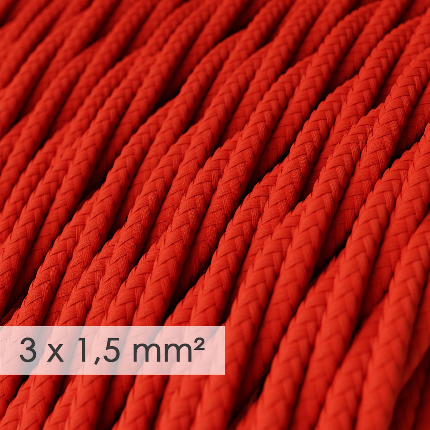Large section electric cable 3x1,50 twisted - covered by rayon Red TM09