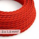 Large section electric cable 3x1,50 twisted - covered by rayon Red TM09