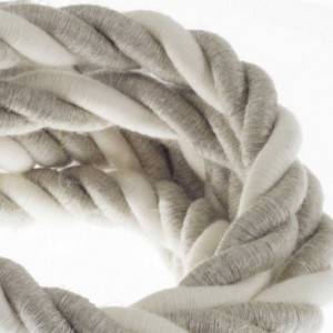 2XL electrical cord, electrical cable 3x0,75. Natural linen and raw cotton fabric covering. Diameter 24mm.