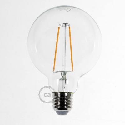 LED Transparent Light Bulb - Globe G95 Long Filament 4W Decorative Vintage 2200K