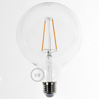 LED Transparent Light Bulb - Globe G125 Long Filament 4W Decorative Vintage 2200K