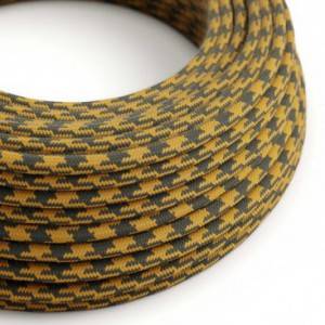 Round Electric Cable covered in Cotton - Bicoloured Golden Honey and Anthracite RP27