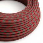 Round Electric Cable covered in Cotton - Bicoloured Fire Red and Grey RP28