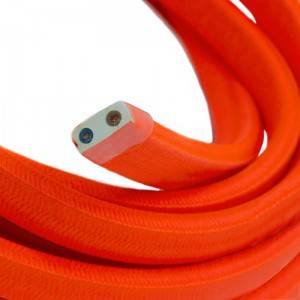 Electric cable for String Lights, covered by Rayon fabric Orange Fluo CF15