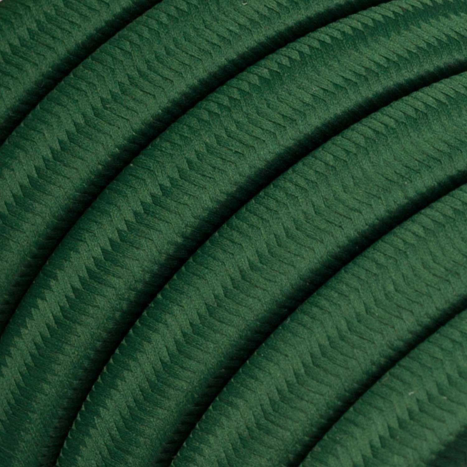 Electric cable for String Lights, covered by Rayon fabric Dark Green CM21