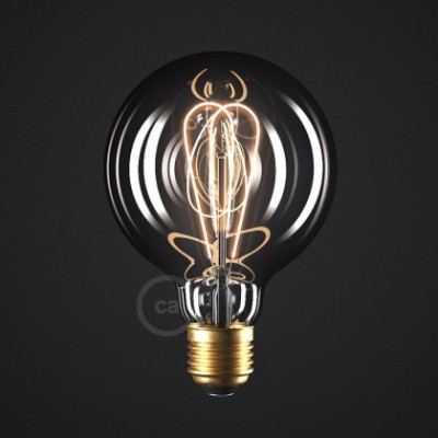 LED Smoky Light Bulb - Globe G95 Curved Double Loop Filament - 5W E27 Dimmable 2000K