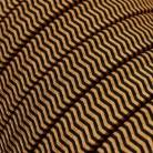 Electric cable for String Lights, covered by Rayon fabric ZigZag Black-Whiskey CZ22