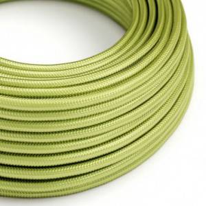 Round Electric Cable covered in Rayon solid color fabric - RM32 Kiwi