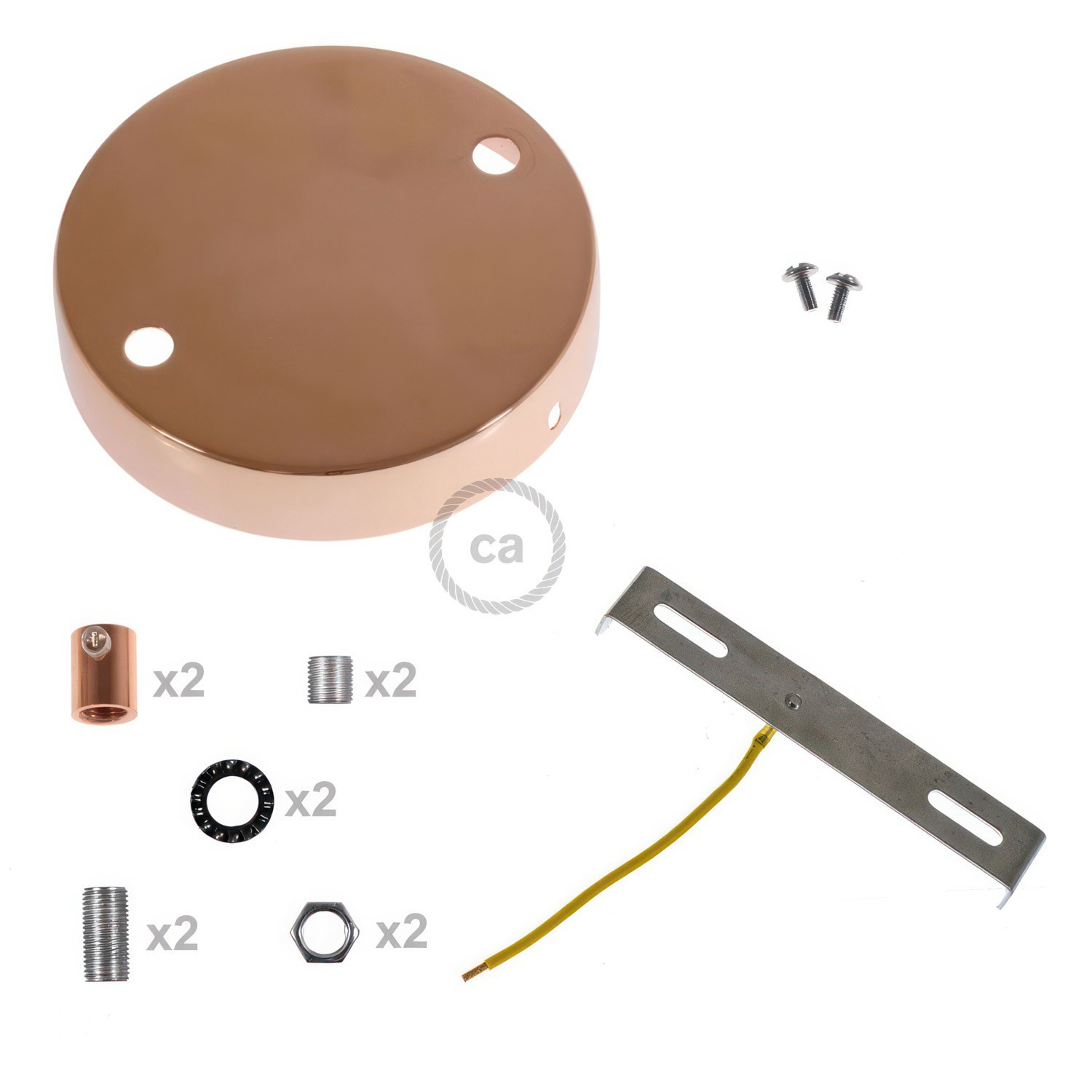 Cylindrical metal 2-hole ceiling rose kit