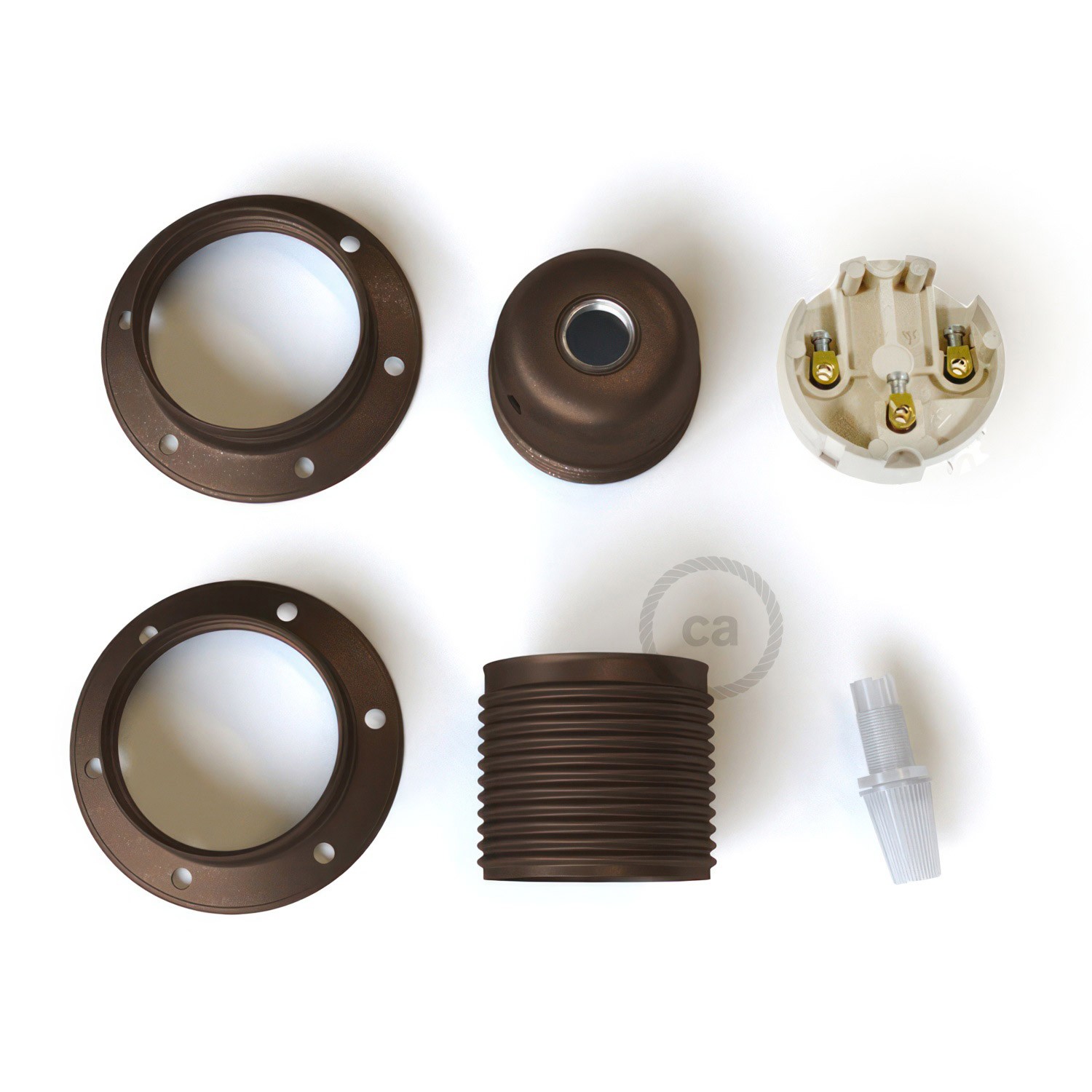 E27 metal lamp holder kit with double ring nut for lampshade