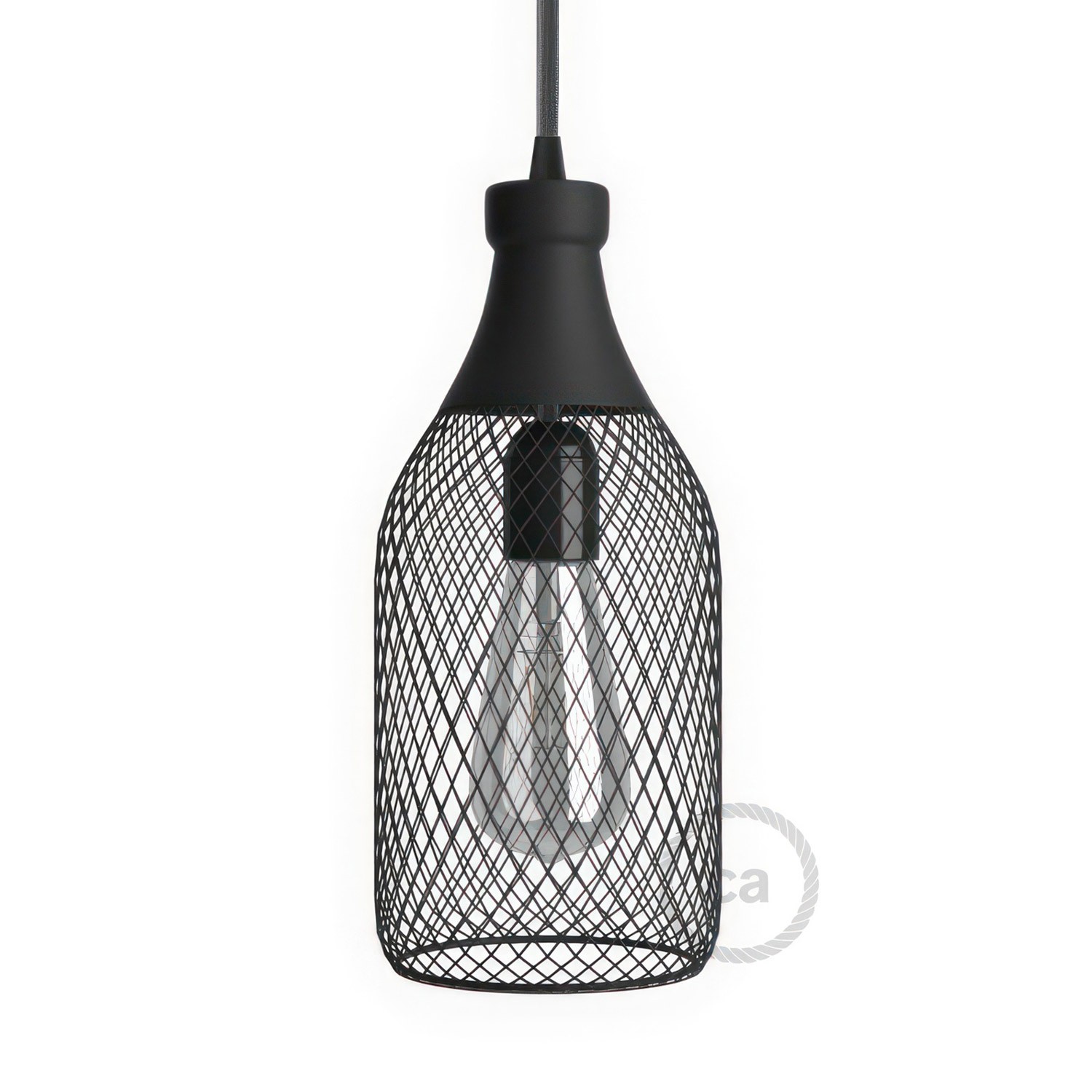 Bottle-shaped naked light bulb cage metal lampshade Jéroboam