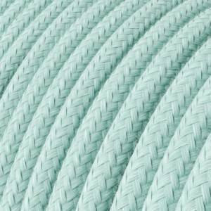 Round Electric Cable covered by Cotton solid color fabric RC18 Celadon Green