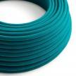 Round Electric Cable covered by Cotton solid color fabric RC21 Cerulean