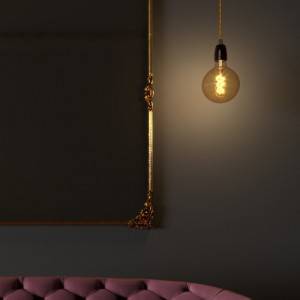 Pendant lamp with twisted fabric cable and porcelain details - Made in Italy
