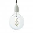 Pendant lamp with twisted fabric cable and white porcelain details - Made in Italy
