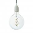 Pendant lamp with twisted fabric cable and white porcelain details - Made in Italy