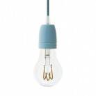 Pendant lamp with fabric cable and coloured porcelain details - Made in Italy