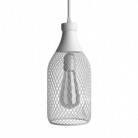 Pendant lamp with fabric cable, Jéroboam bottle lampshade and metal details - Made in Italy