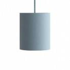 Pendant lamp with fabric cable, Cylinder fabric lampshade and metal details Made in Italy