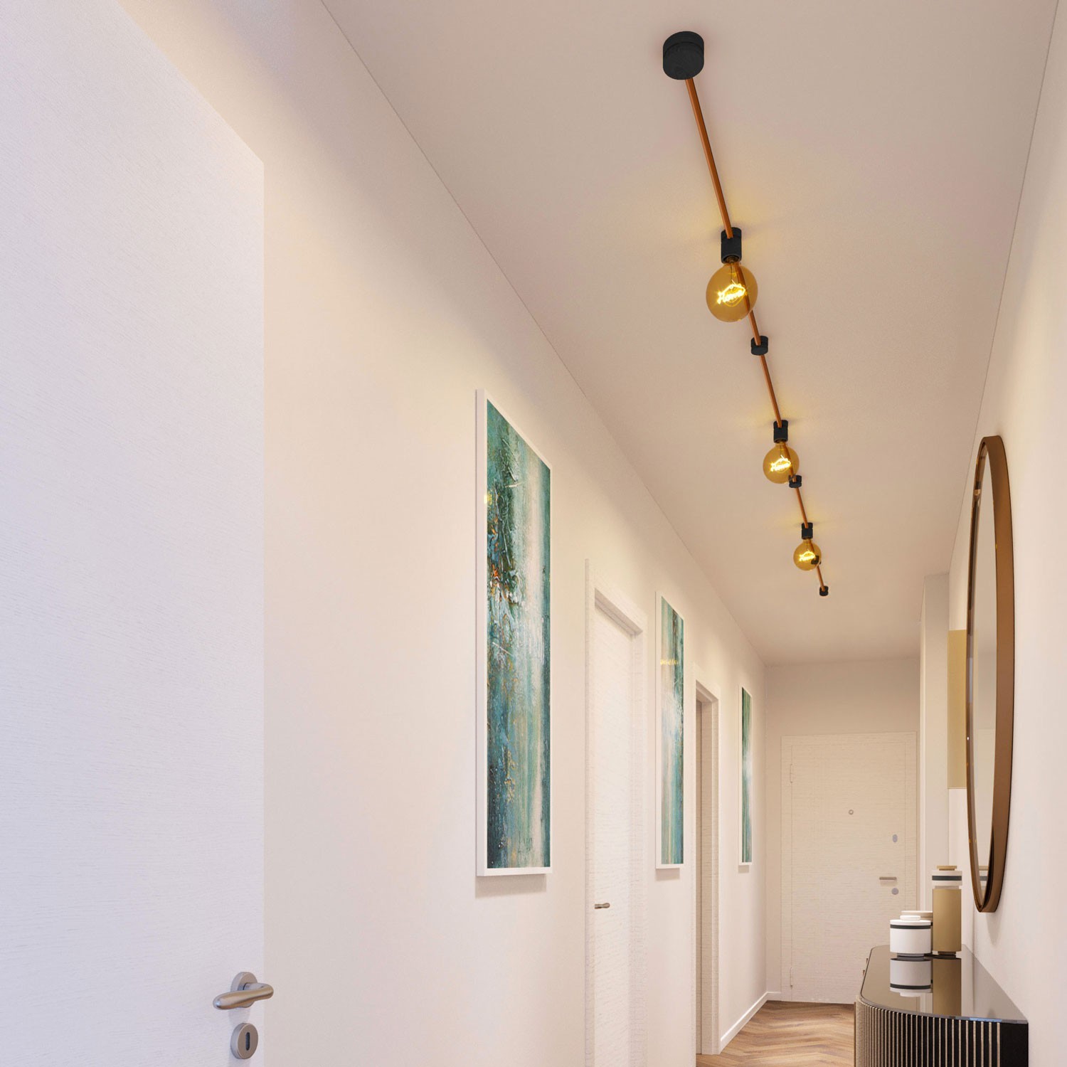 Filé System Linear Kit - with 5m string light cable and 7 indoor black varnished wooden components