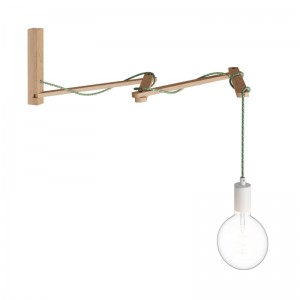 Pinocchio XL, adjustable wooden wall support for wall lamps