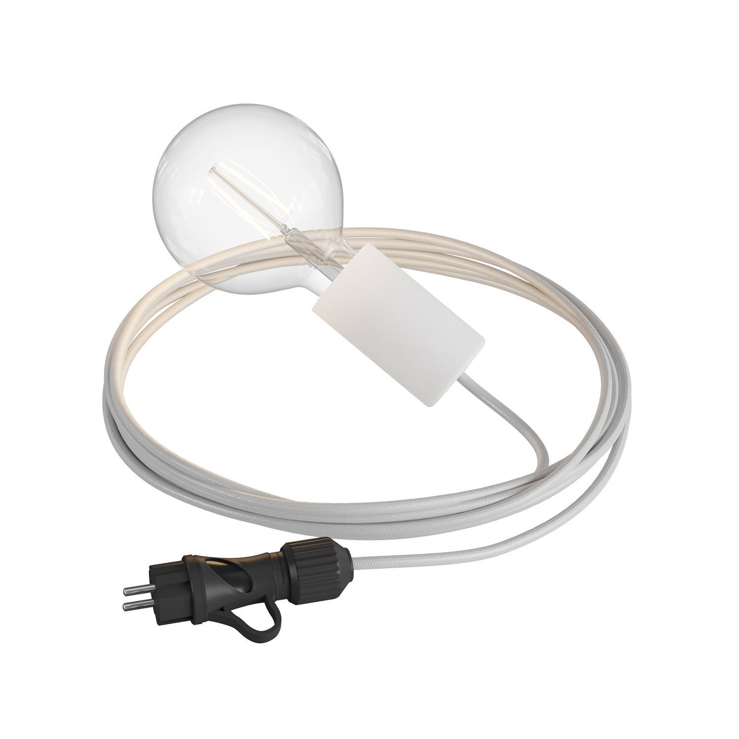 Eiva Snake Elegant, portable outdoor lamp, 5 m fabric cable, IP65 waterproof lamp holder and plug
