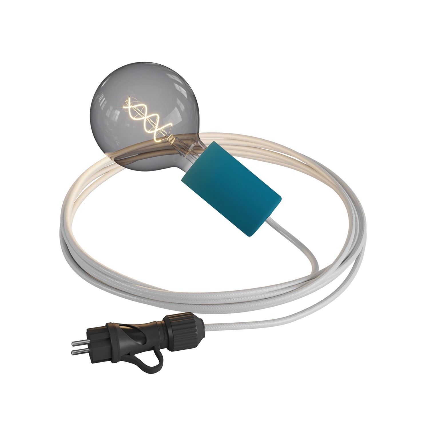Eiva Snake Elegant, portable outdoor lamp, 5 m fabric cable, IP65 waterproof lamp holder and plug