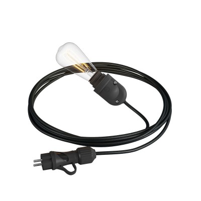 Eiva Snake, portable outdoor lamp, 5 m fabric cable, IP65 waterproof lamp holder and plug
