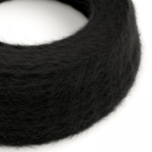Marlene twisted lighting cable covered in hairy-effect fabric Plain Black TP04