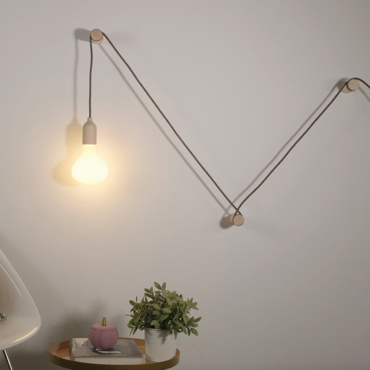 Rolé, wooden wall mount cable tie for pendant lamp