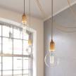 Spider - multiple 4-fall pendant light Made in Italy complete with fabric cable and wood finishing