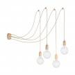 Spider - multiple 4-fall pendant light Made in Italy complete with fabric cable and wood finishing