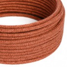 Round electric Cable covered in Plain Orange Clay RN27 Jute