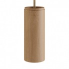 Pendant lamp complete with textile cord and Tub-E14 wooden shade - Made in Italy