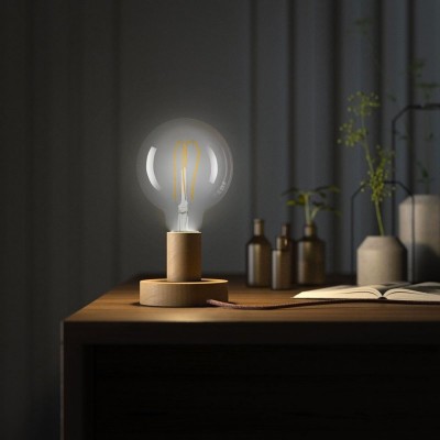Posaluce - Small wooden Table Lamp with two-pin plug