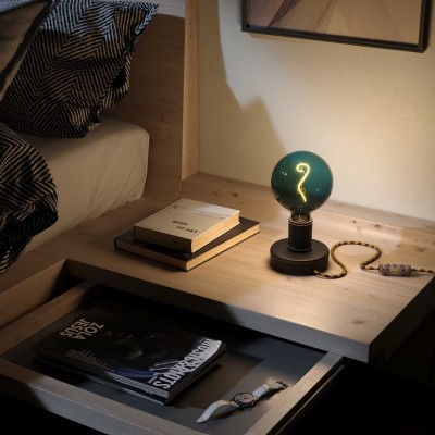 Posaluce - Leather Table Lamp with two-pin plug