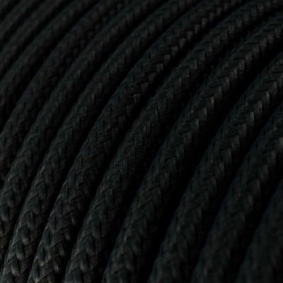 Ultra Soft silicone electric cable with Glossy Charcoal Black fabric lining - RM04 round 2x0,75 mm