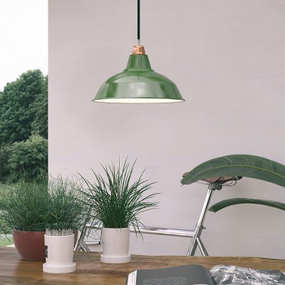 Pendant lamp with fabric cable, Bistrot lampshade and metal details - Made in Italy