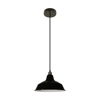 Pendant lamp with fabric cable, Bistrot lampshade and metal details - Made in Italy
