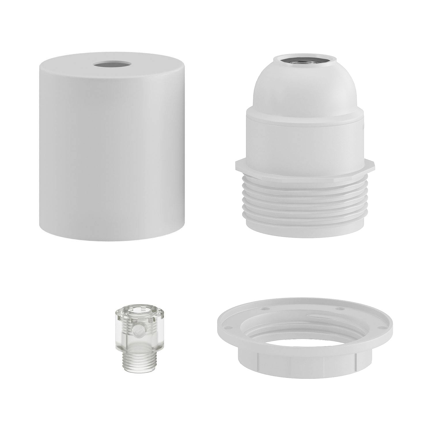 E27 semi-flush metal lamp holder kit with concealed cable clamp