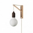 Wooden wall lamp with plug