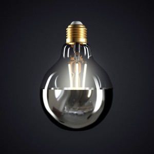 Silver Half Sphere Globe G95 LED Light Bulb 7W 730Lm E27 2700K Dimmable