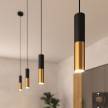 Made in Italy pendant lamp complete with fabric cable and Tub-E14 double lampshade
