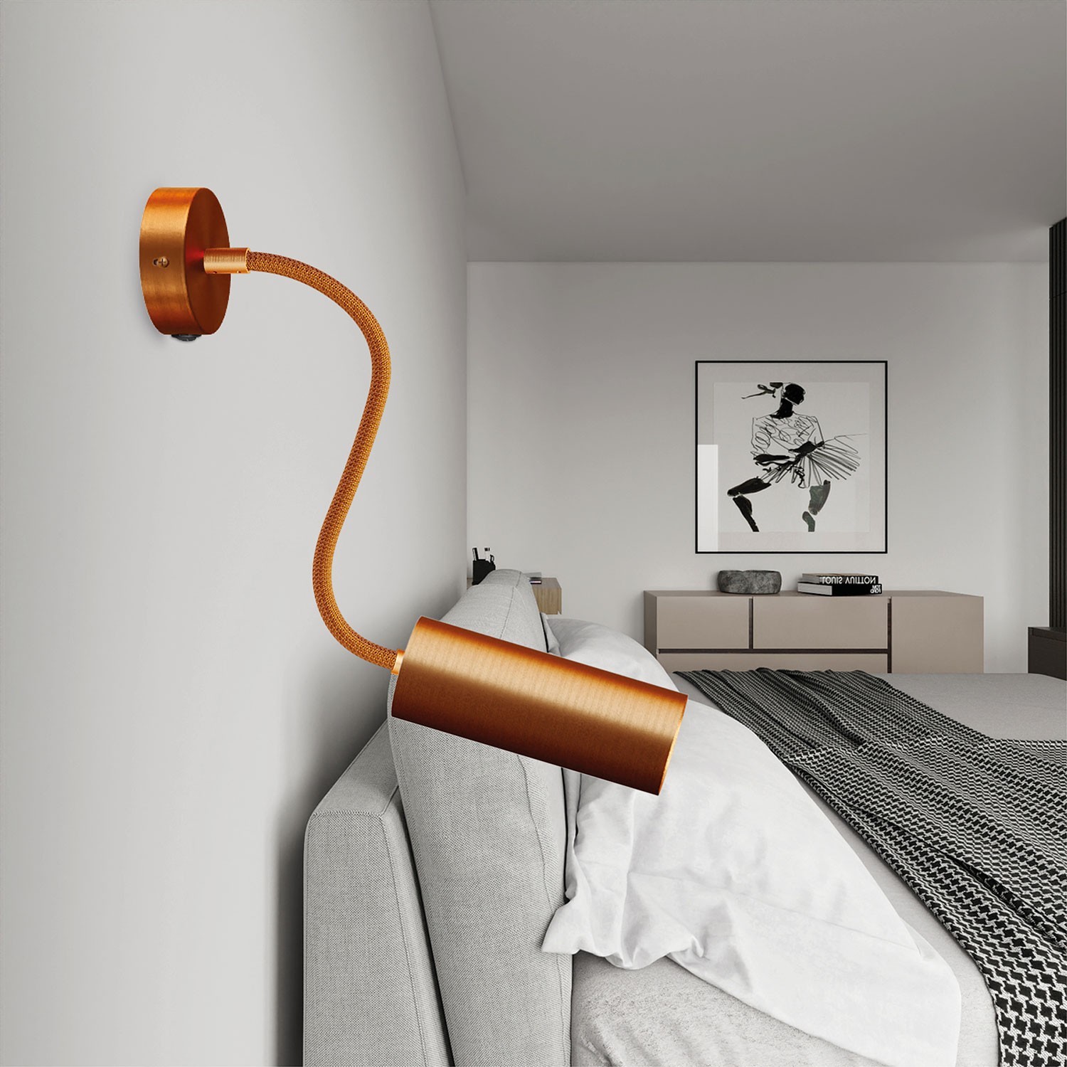 Fermaluce Flex 30 Lamp with mini rose, switch and spotlight with Tub-E14 lampshade