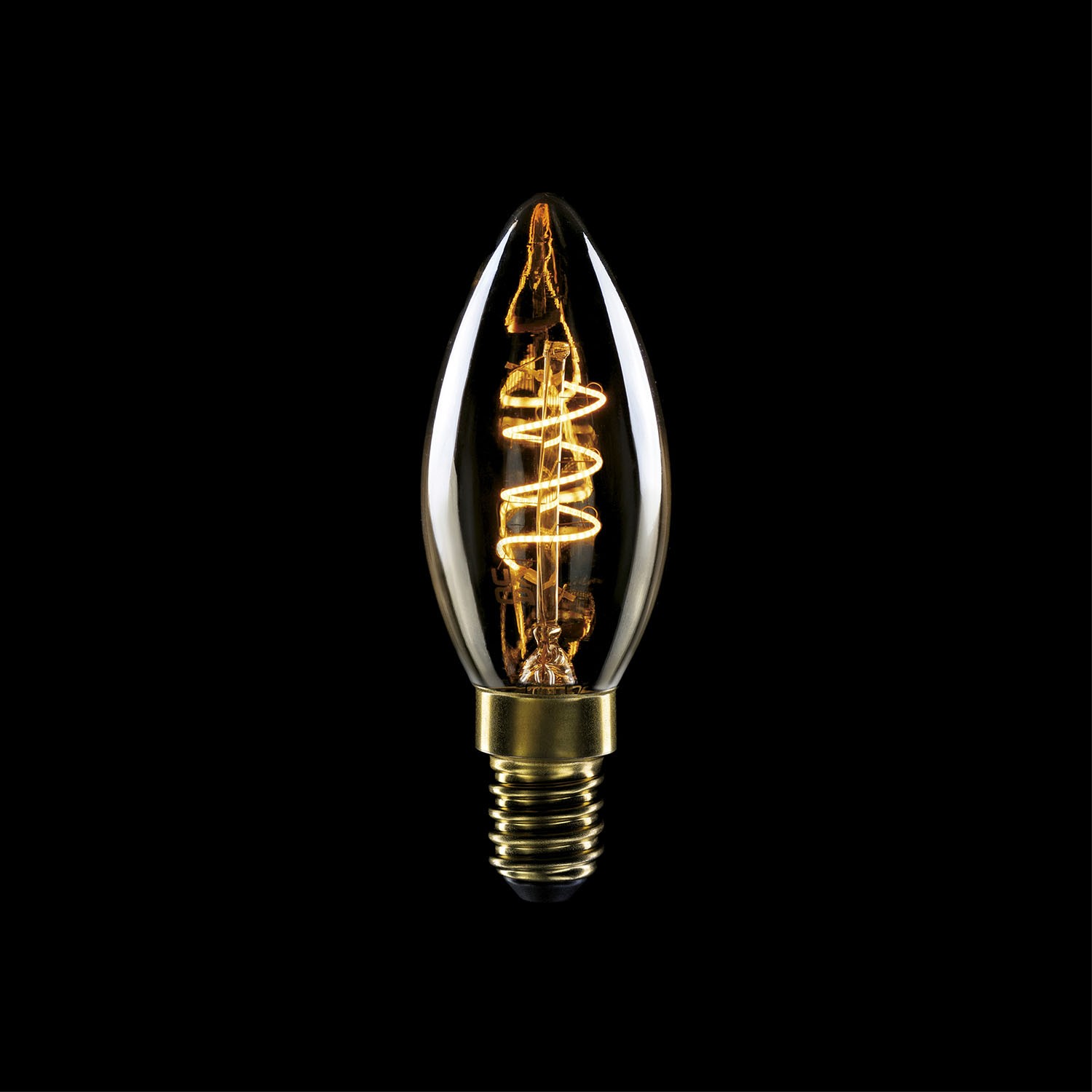 LED Golden Light Bulb Carbon Line Curved Spiral Filament Candle C35 2,5W 136Lm E14 1800K Dimmable - C01