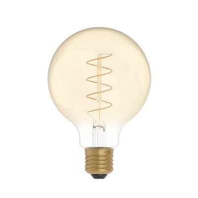 LED Golden Light Bulb Carbon Line Curved Spiral Filament Globe G95 4W 250Lm E27 1800K Dimmable - C06