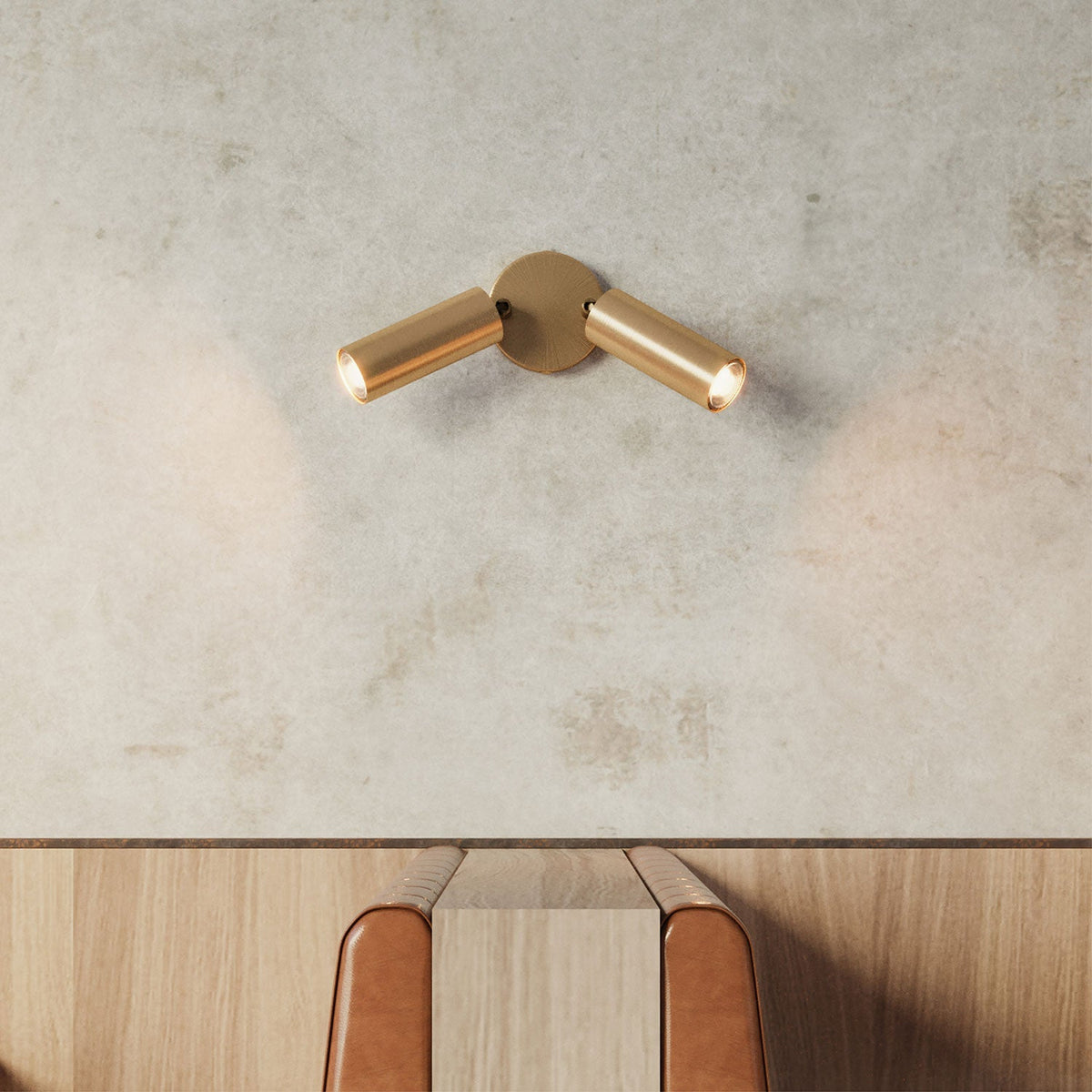 Lampada a 2 faretti con paralume Tub-E14 e rosone tondo - Bronzo satinato