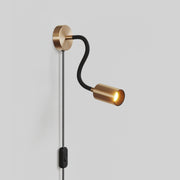 Lampada con spina UK e braccio snodabile, faretto Spotlight GU10 Bispot - Bronzo satinato / Nero